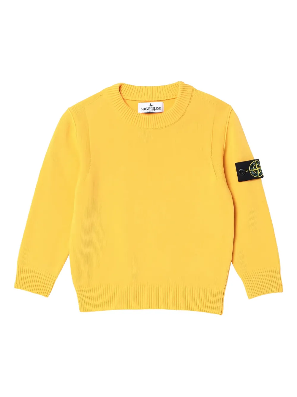 Stone Island Junior Trui met opgestikte zak en ronde hals Geel