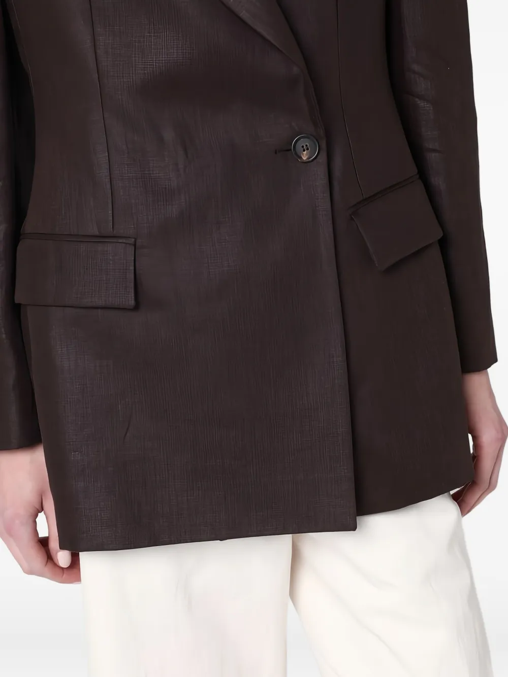 Brunello Cucinelli double-breasted linen jacket Bruin