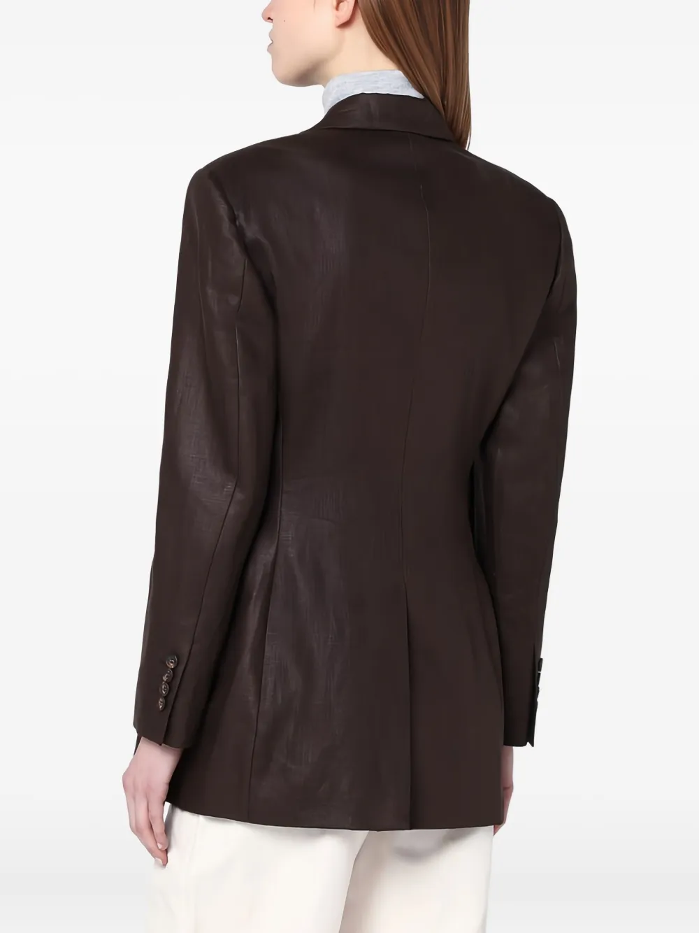 Brunello Cucinelli double-breasted linen jacket Bruin