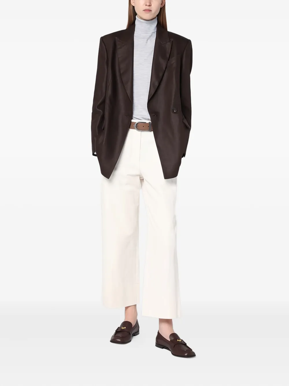 Brunello Cucinelli double-breasted linen jacket Bruin