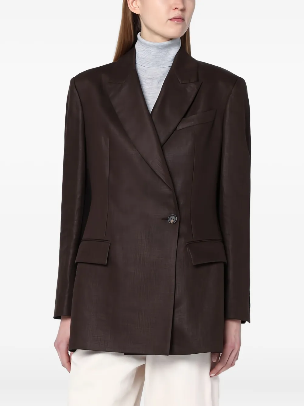 Brunello Cucinelli double-breasted linen jacket Bruin