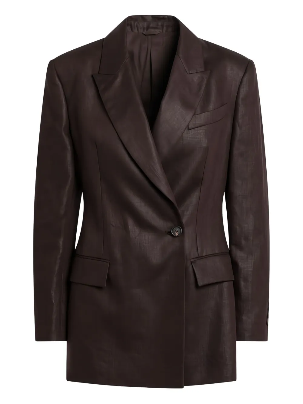 Brunello Cucinelli double-breasted linen jacket Bruin