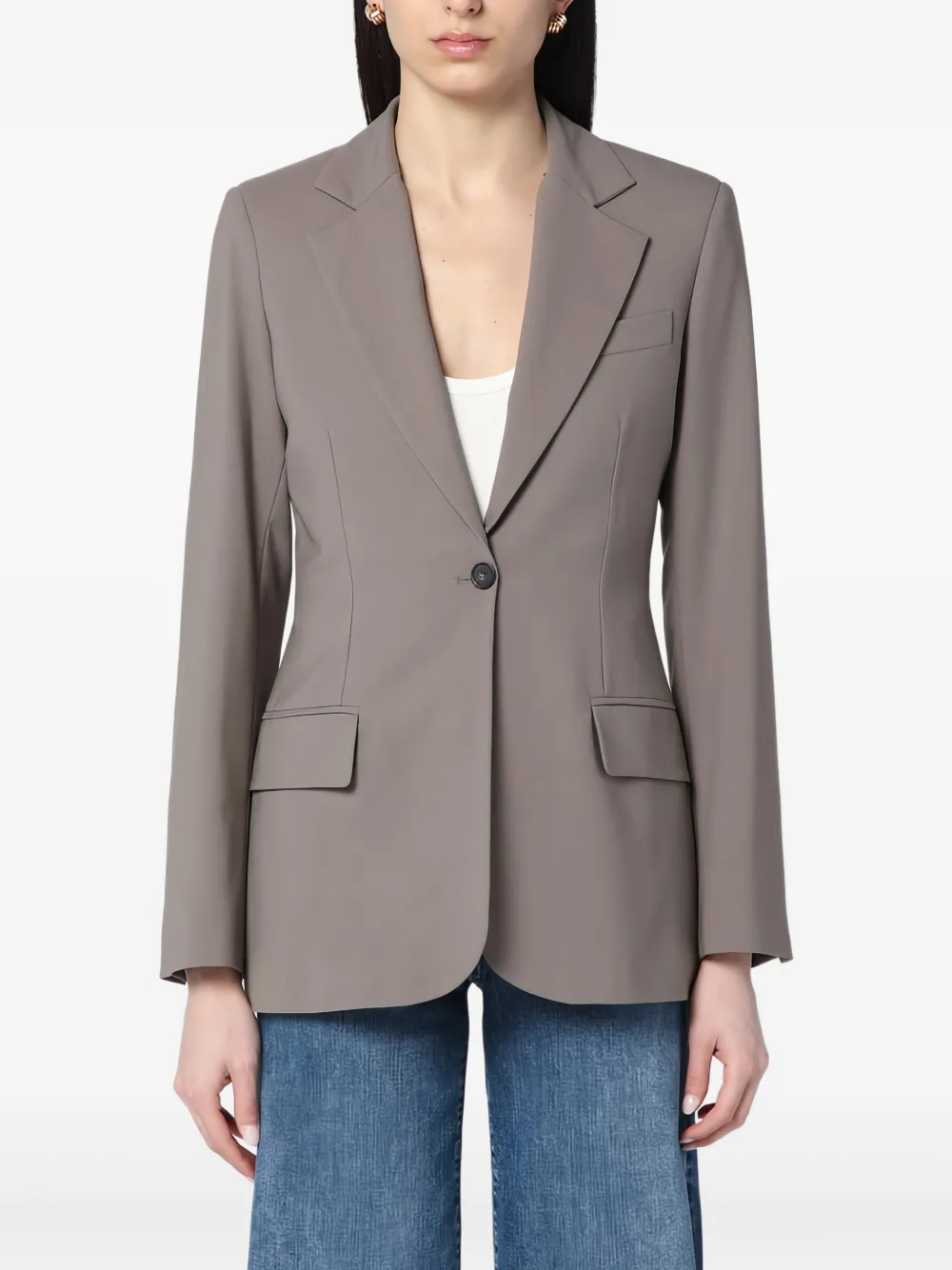 Erika Cavallini Blazer met enkele rij knopen Beige