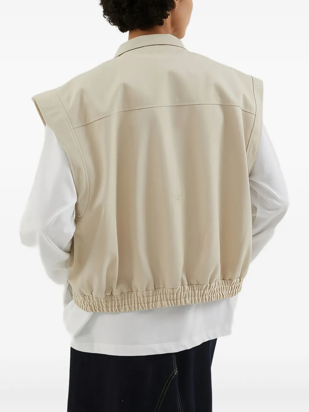 1989 STUDIO Gabardine gilet met rits Beige