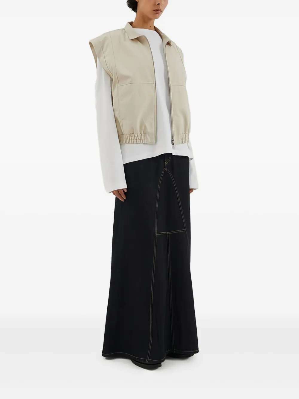 1989 STUDIO Gabardine gilet met rits Beige