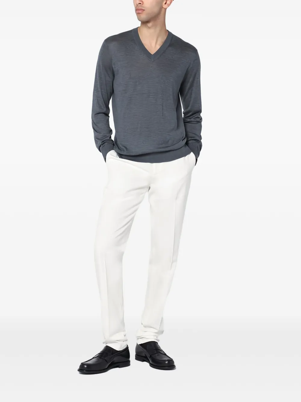 Brunello Cucinelli Trui met V-hals Grijs