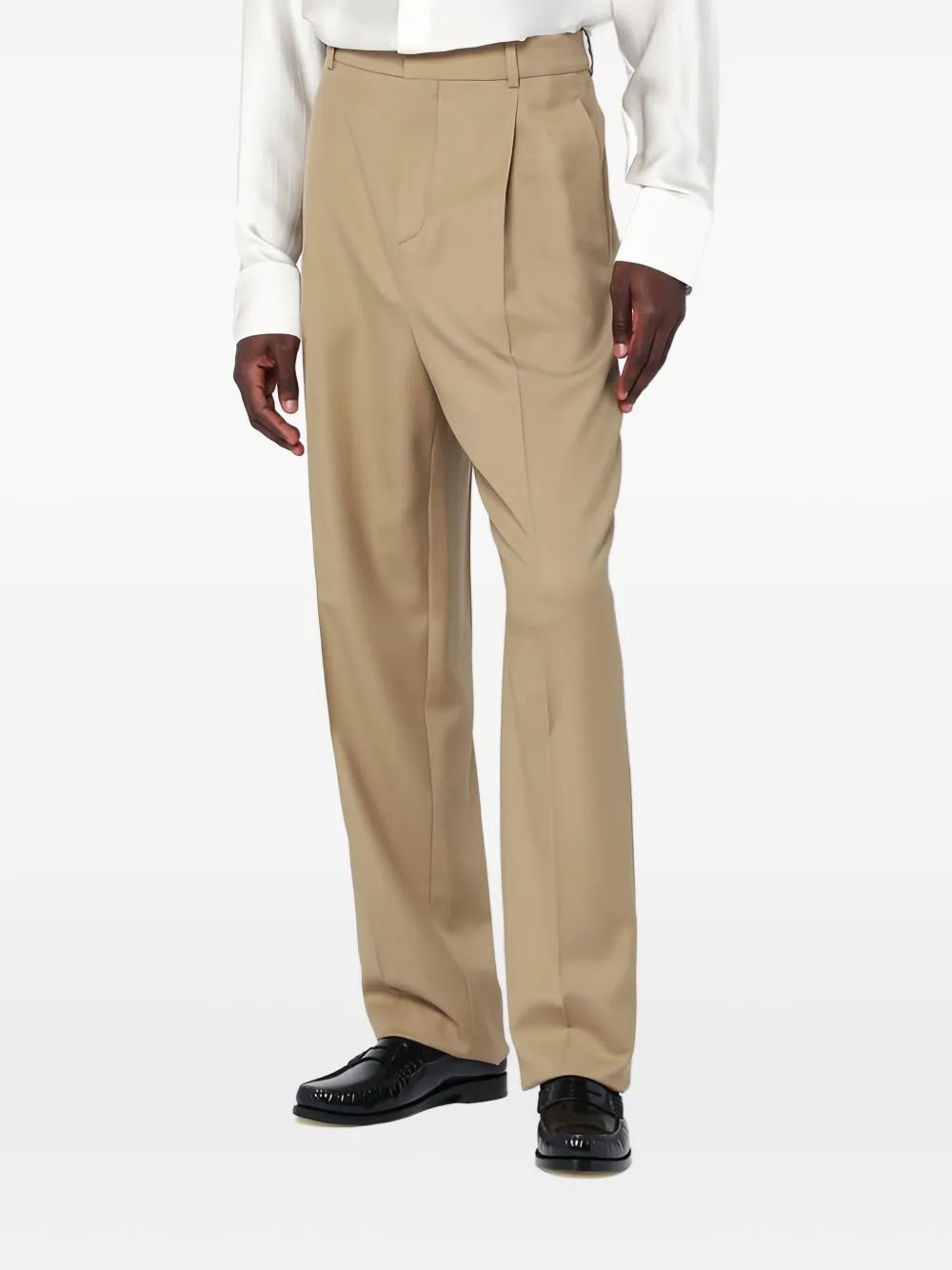 Saint Laurent Pressed-crease Trousers In Neutral