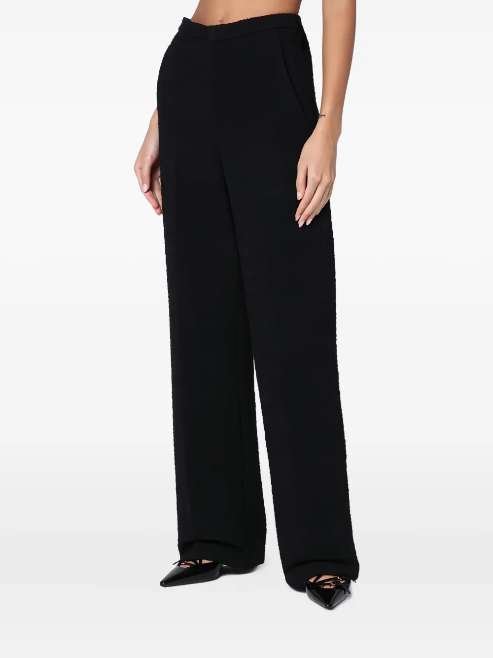 LouLou de Saison Broek met textuur en zijzak Zwart