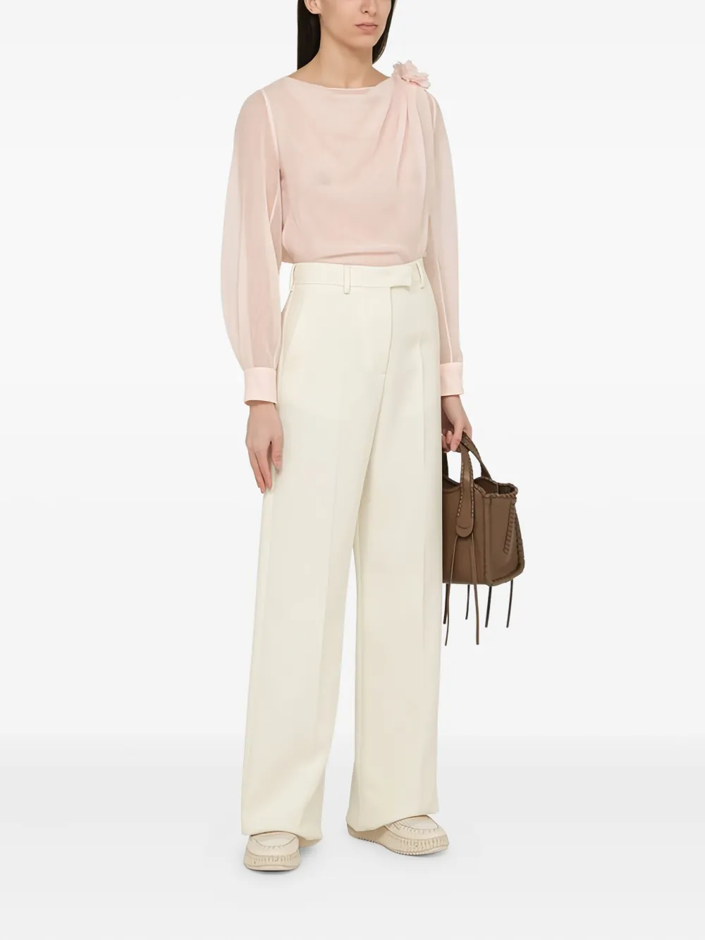 Chloé draped flower-embellished top | Blouses | Image 2