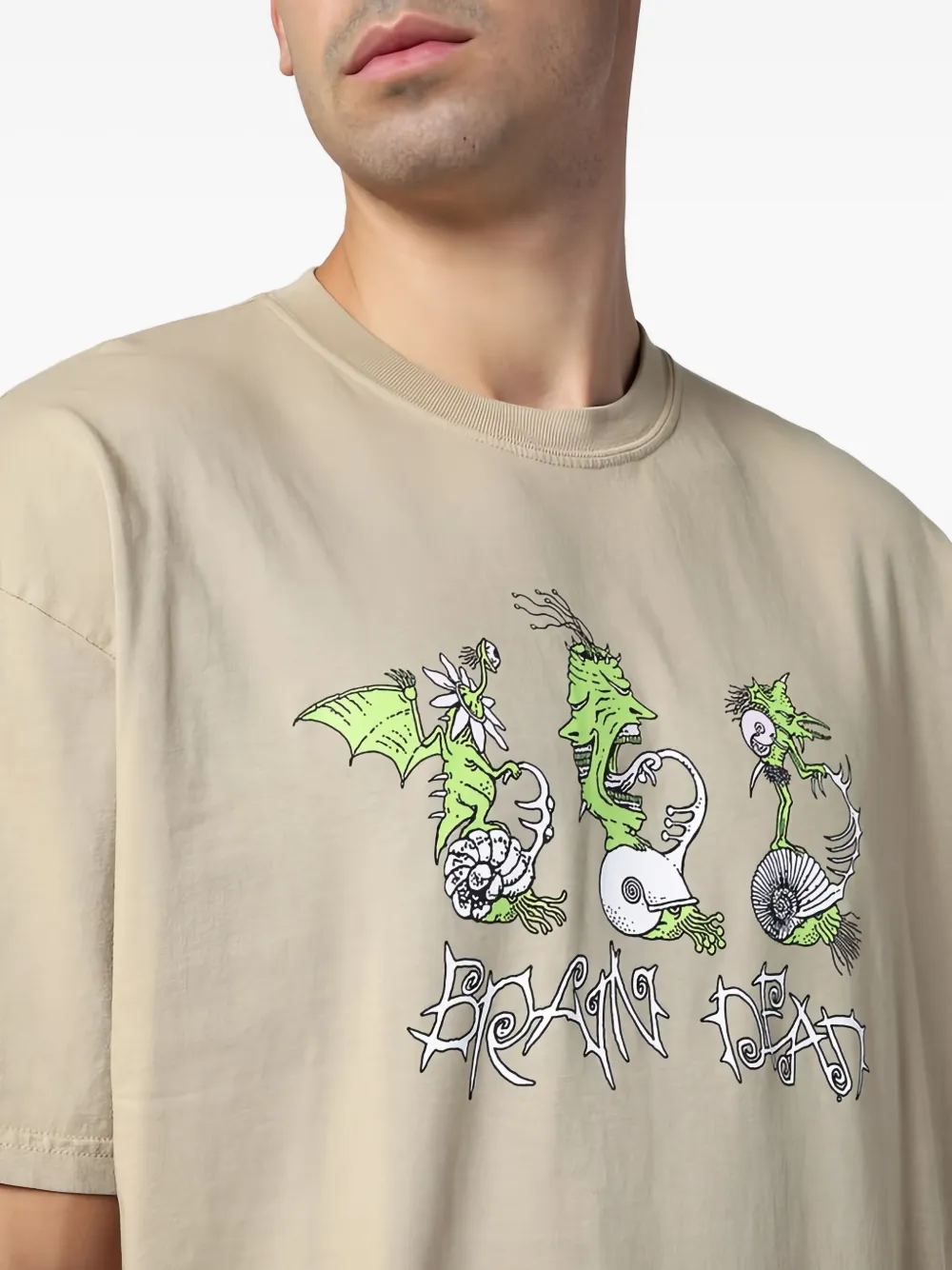 Brain Dead T-shirt met print Beige