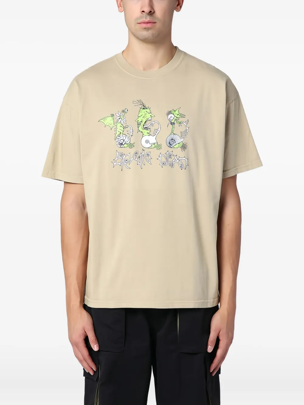 Brain Dead T-shirt met print Beige