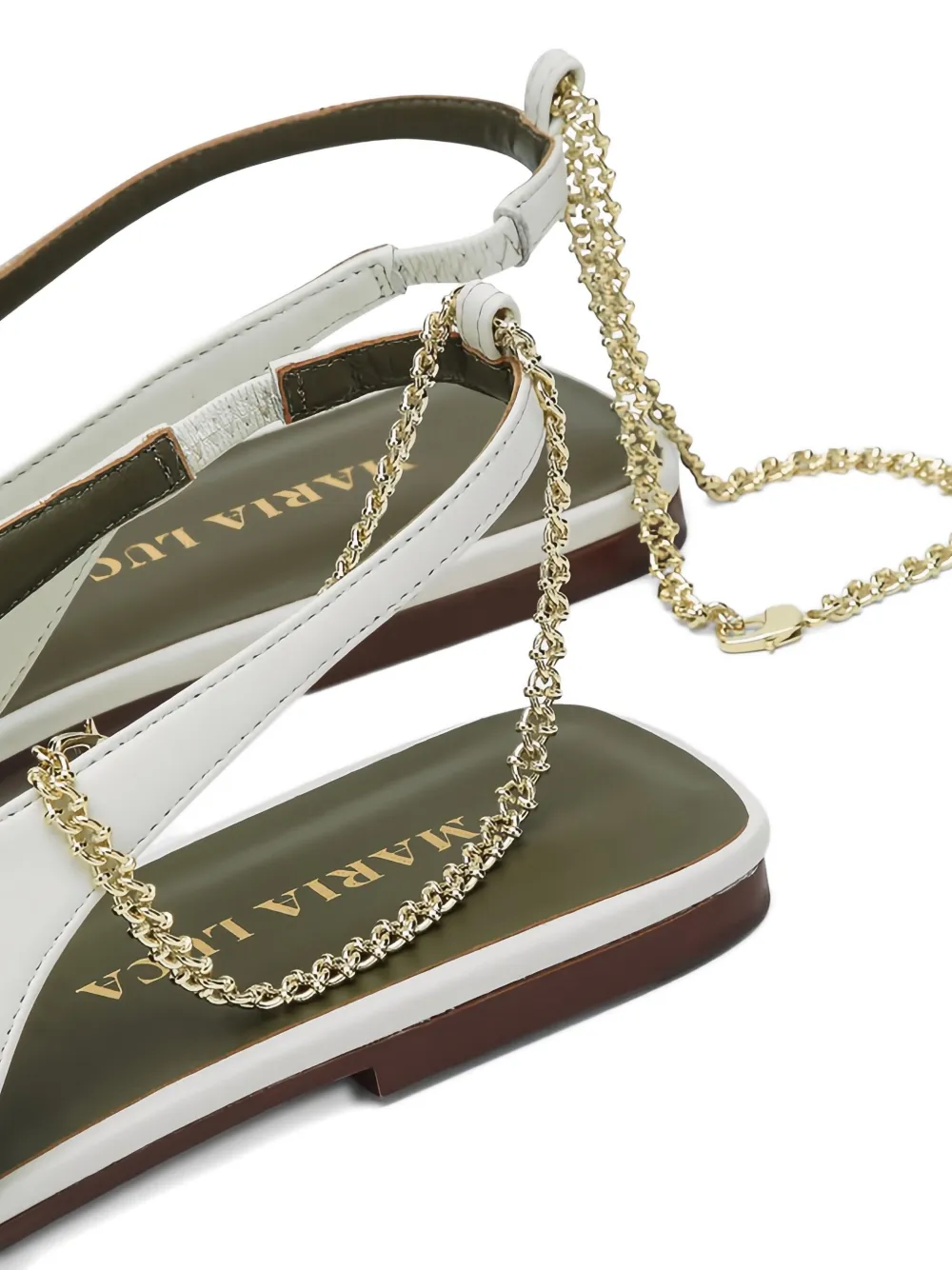 MARIA LUCA chain-embellished slingback pumps White