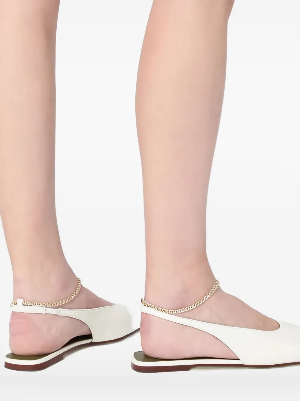 MARIA LUCA chain-embellished slingback pumps White