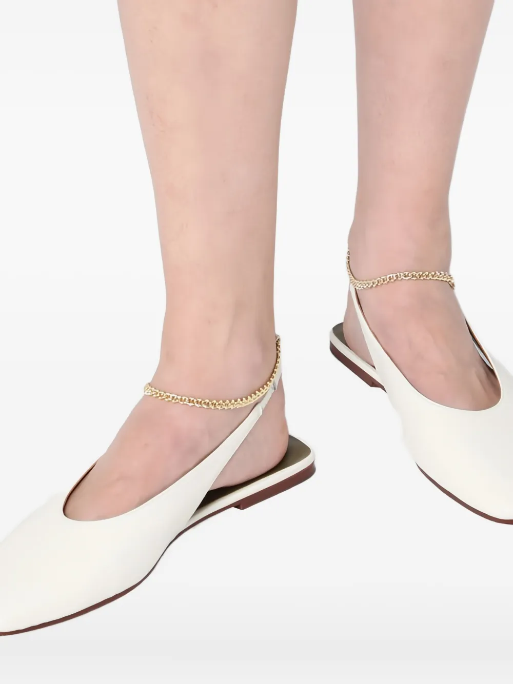 MARIA LUCA chain-embellished slingback pumps White