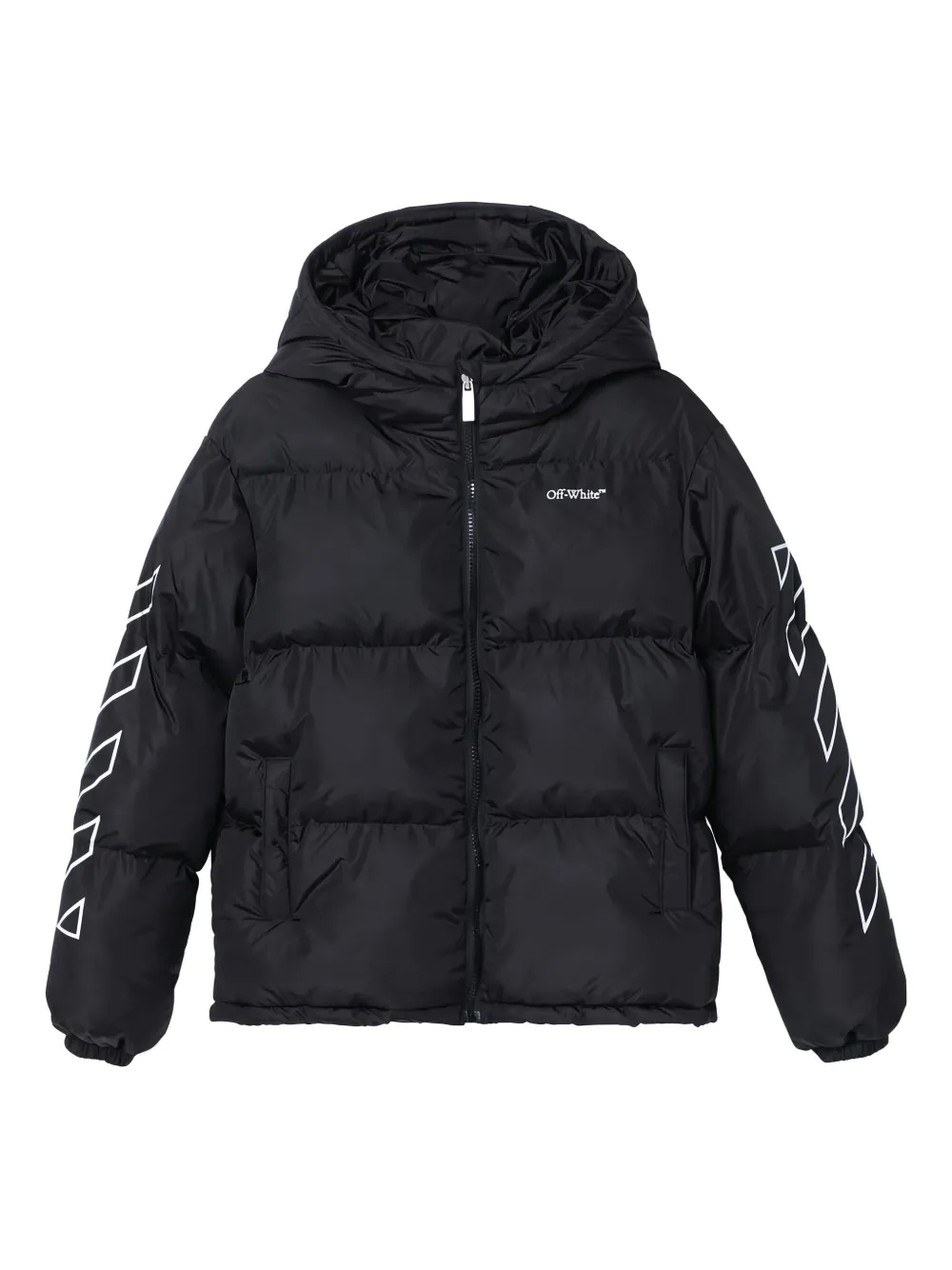 Off-White Kids Donsjack met capuchon Zwart