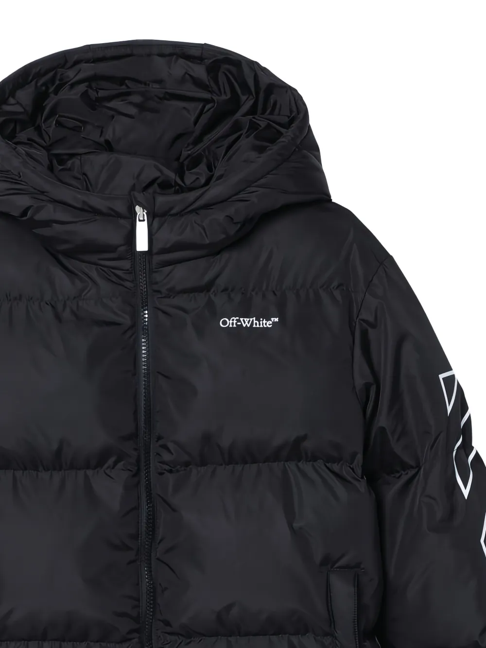 Off-White Kids Donsjack met capuchon Zwart