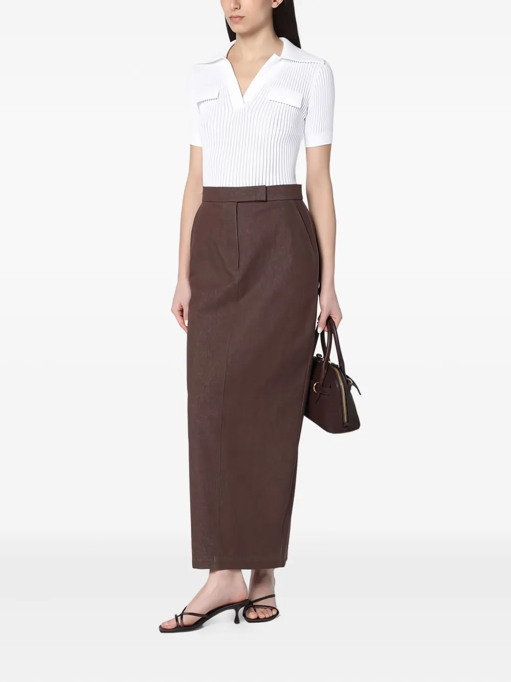 Max Mara Katoenen straight rok - Bruin