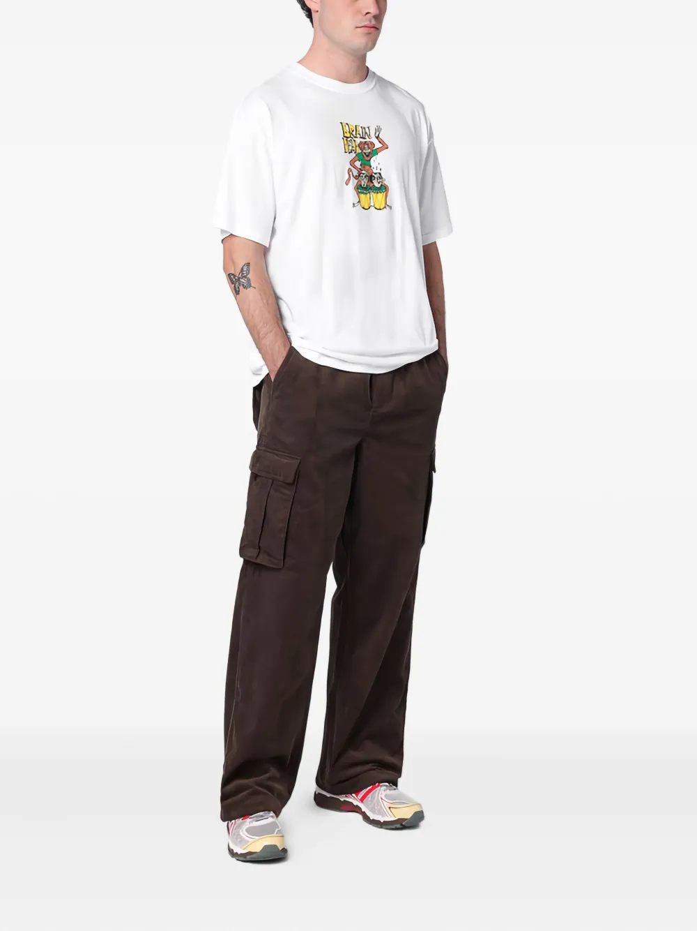 Brain Dead T-shirt met aapprint - Wit