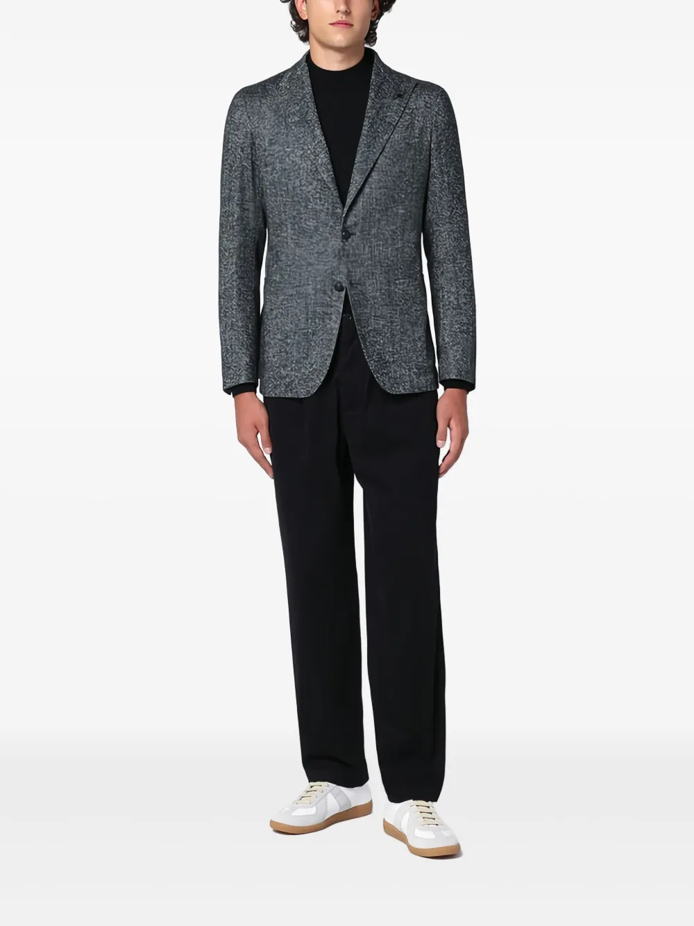 Tagliatore Green Herringbone Single-breasted Jacket In Gray