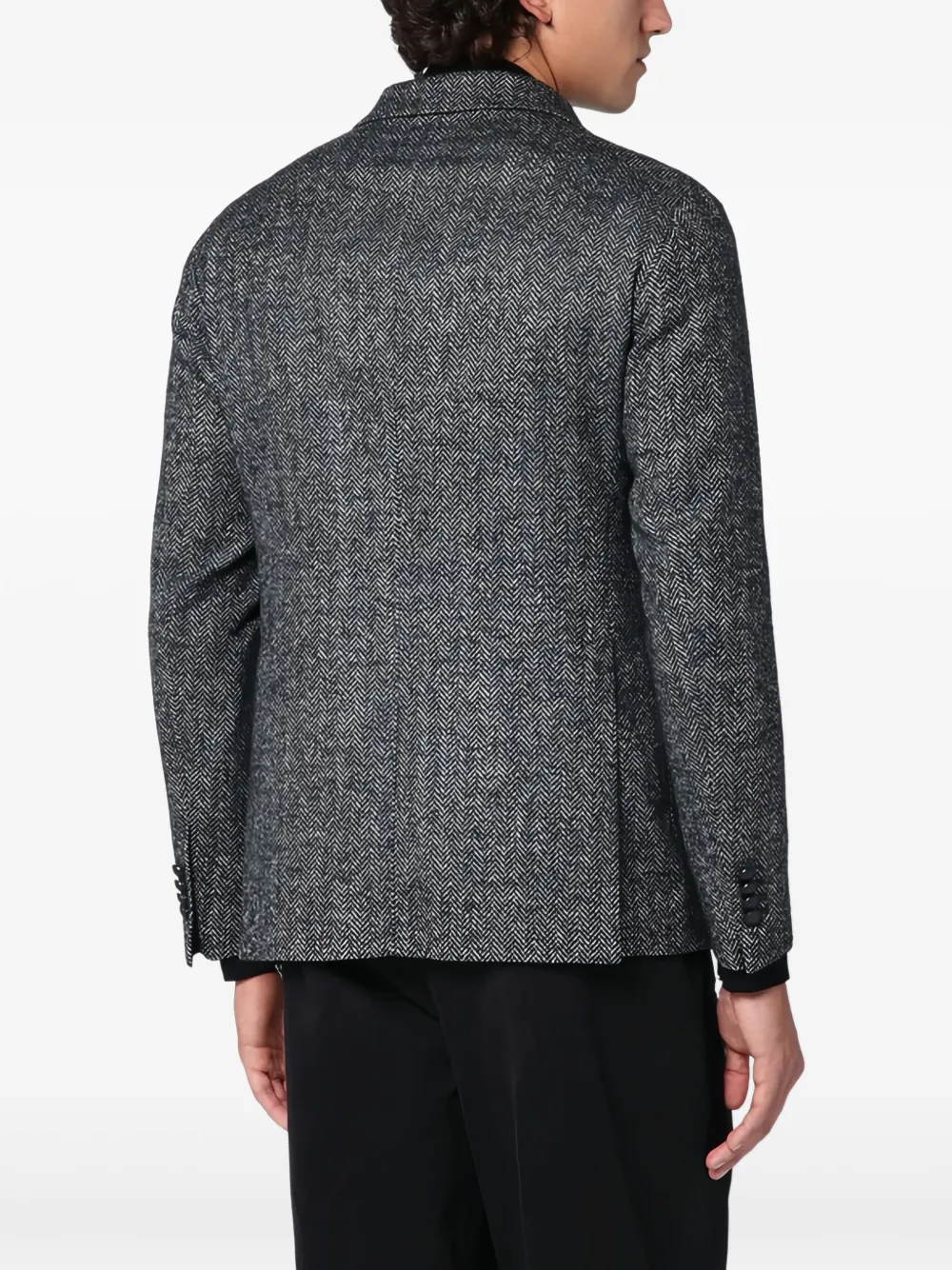 Tagliatore Green Herringbone Single-breasted Jacket In Gray