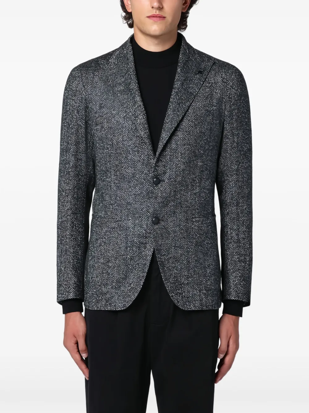 Tagliatore Green Herringbone Single-breasted Jacket In Gray