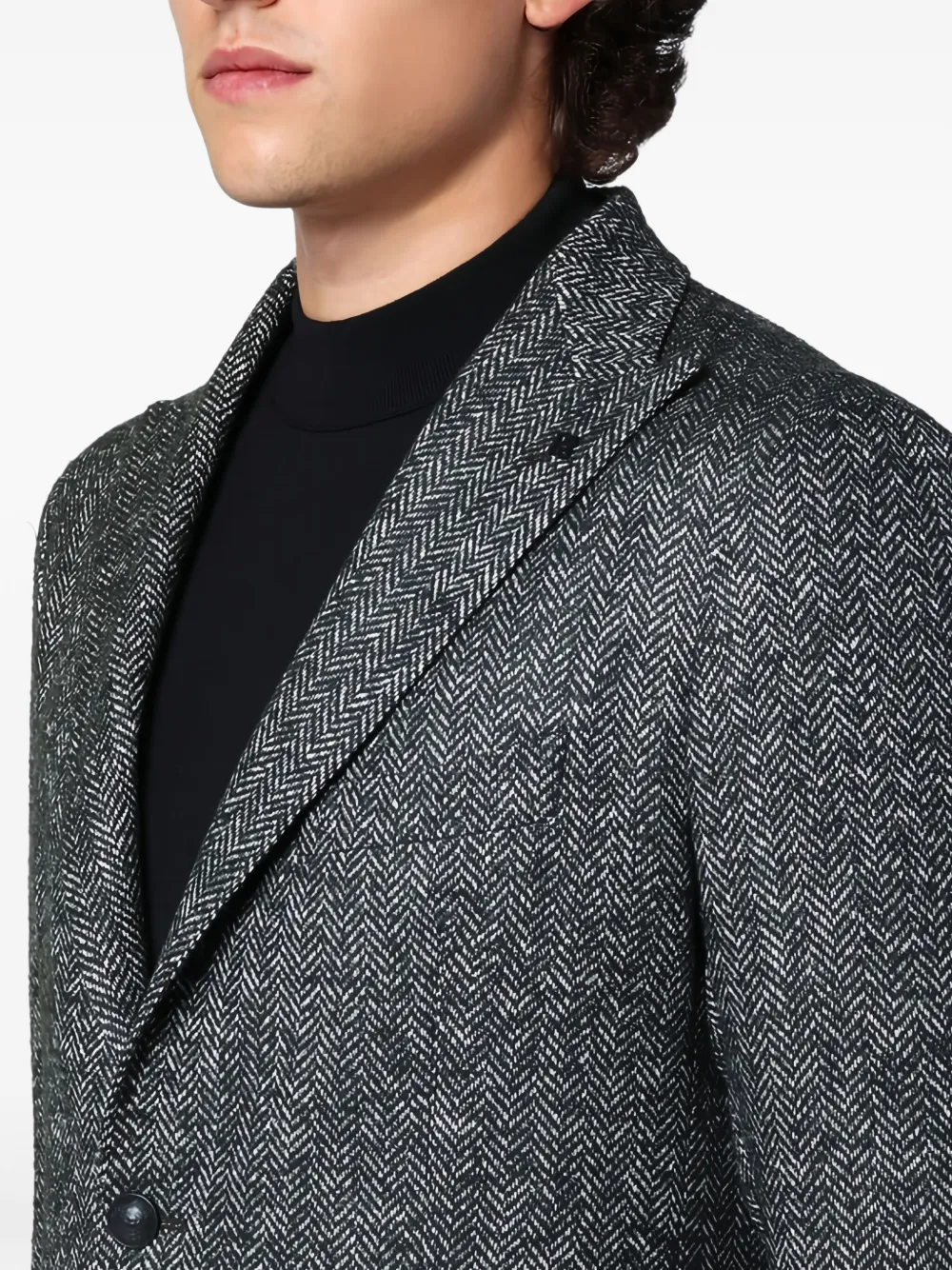 Tagliatore Green Herringbone Single-breasted Jacket In Gray