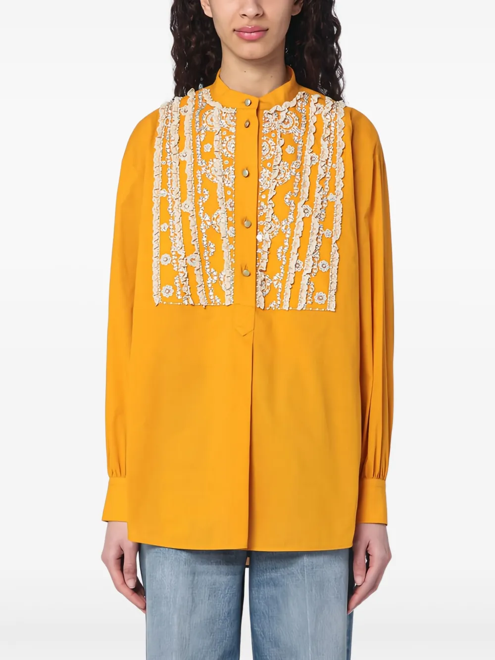 Valentino Garavani Blouse verfraaid met kant Geel