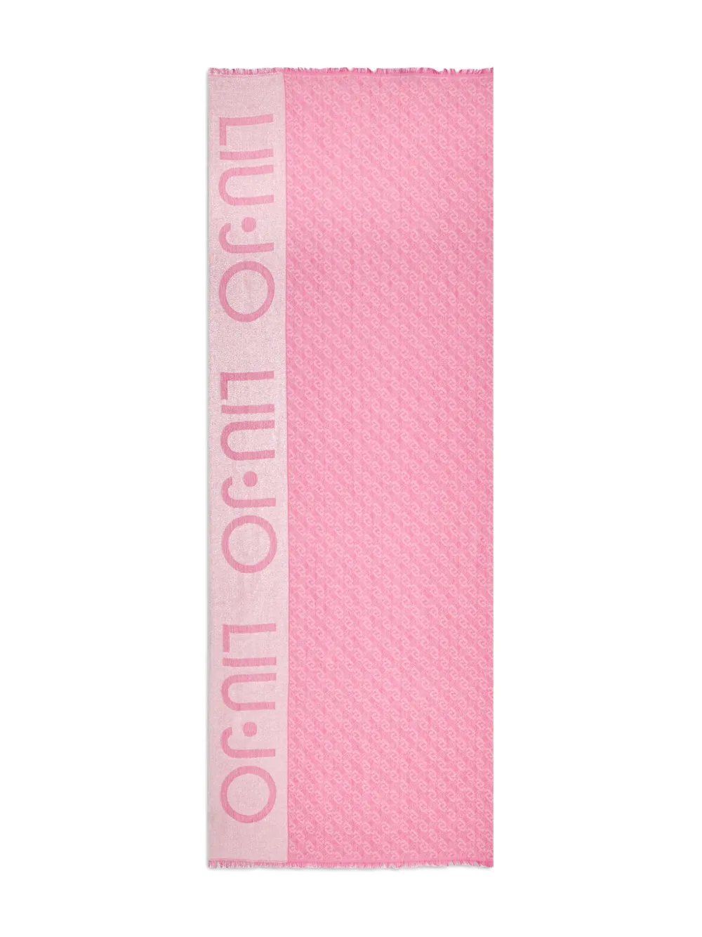 Liu •jo Logo-detail Fringed Scarf In Pink
