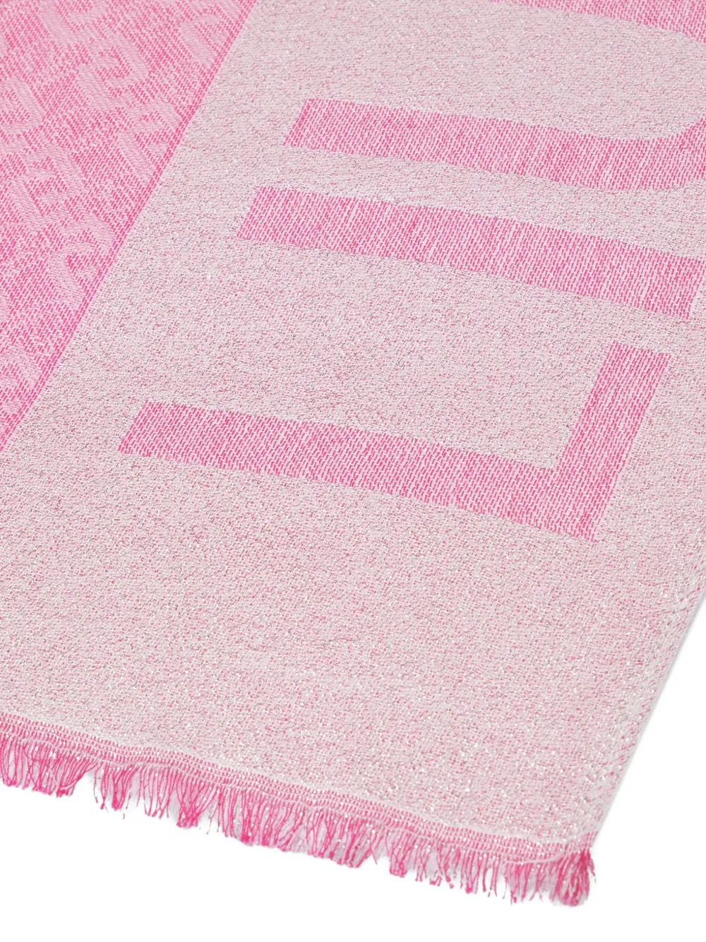 Liu •jo Logo-detail Fringed Scarf In Pink