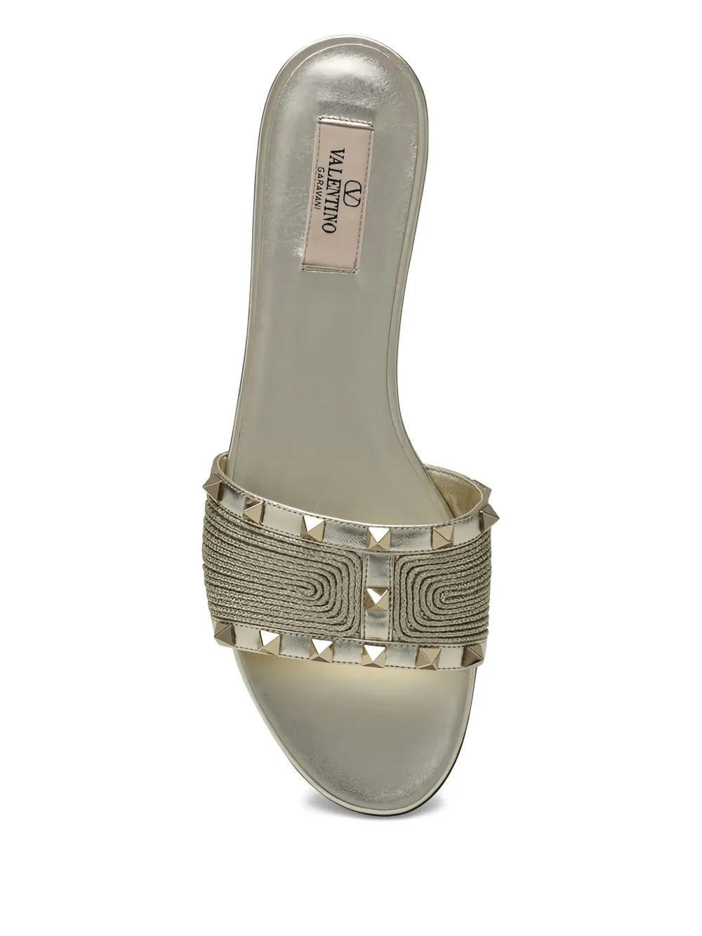 Valentino Stud Flat Sandals In Yellow