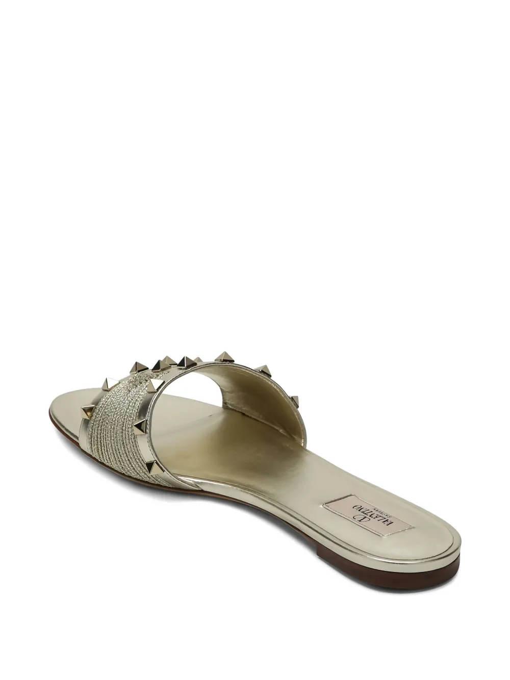 Valentino Stud Flat Sandals In Yellow
