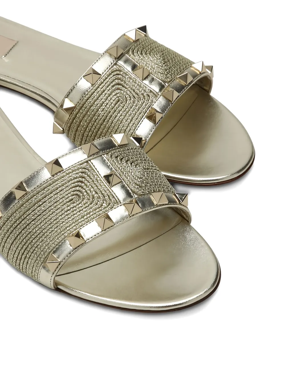 Valentino Stud Flat Sandals In Yellow