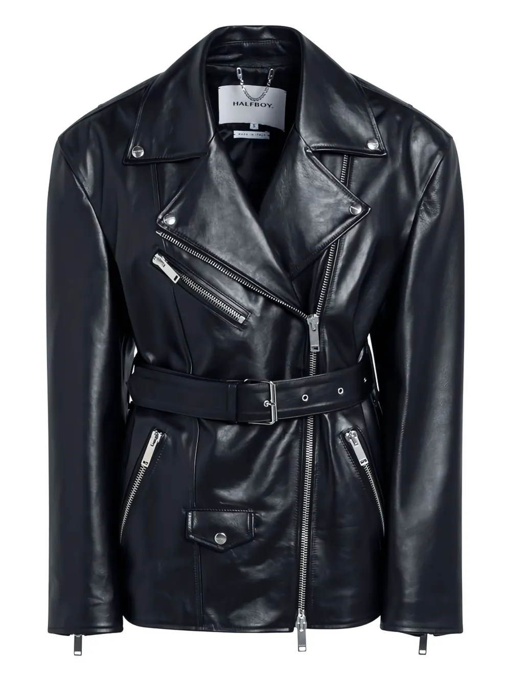 Halfboy veste en cuir à taille ceinturée | noir | Image 1