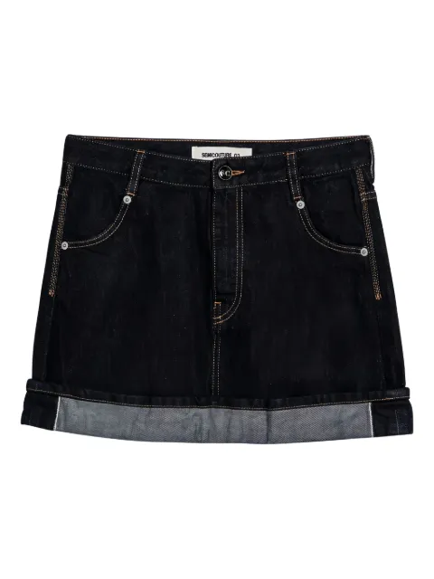 Semicouture falda corta de algodón con dobladillo vuelto