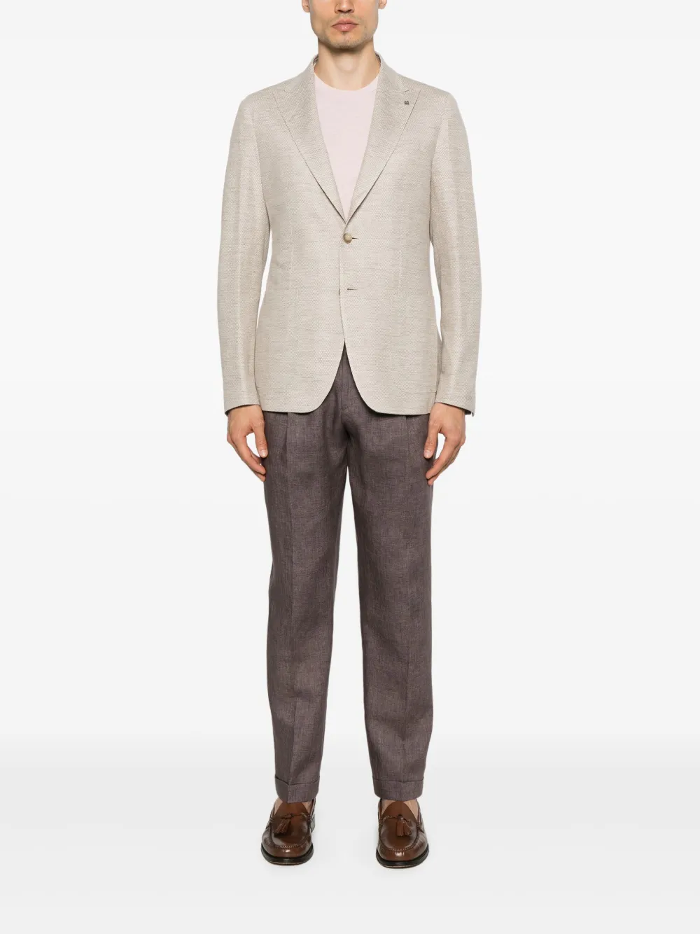 Tagliatore Blazer met broche Beige
