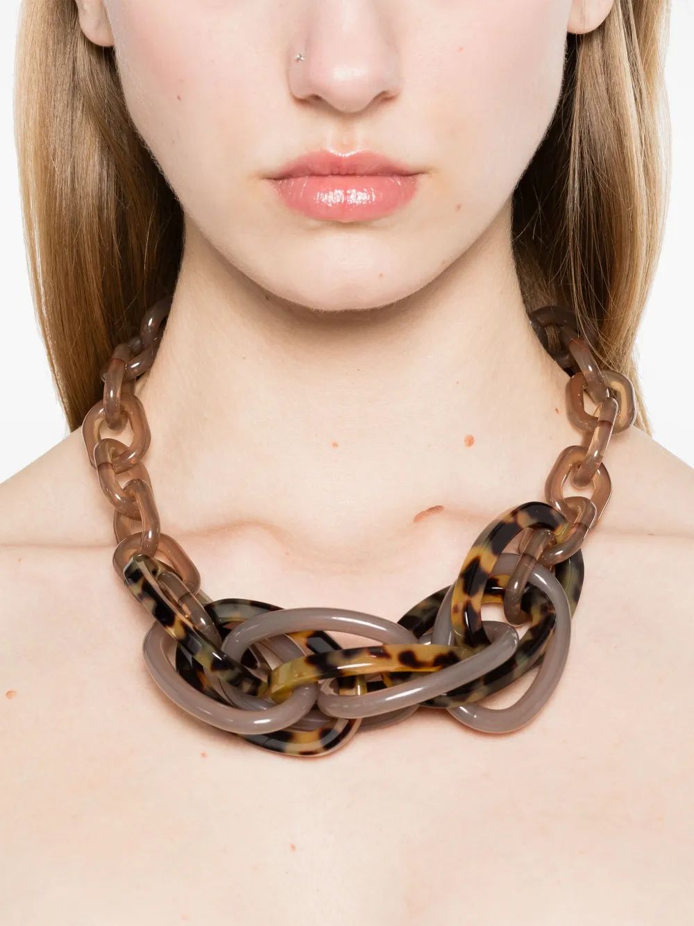 Emporio Armani Chunky schakelhalsketting - Bruin