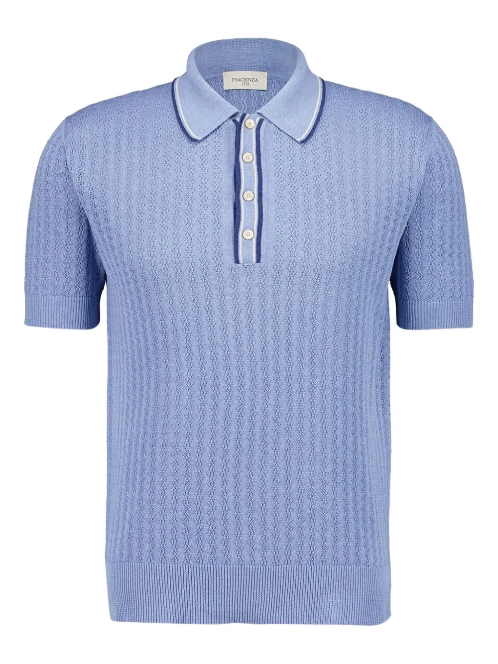 Piacenza Cashmere textured-knit polo shirt | Blue | Image 1