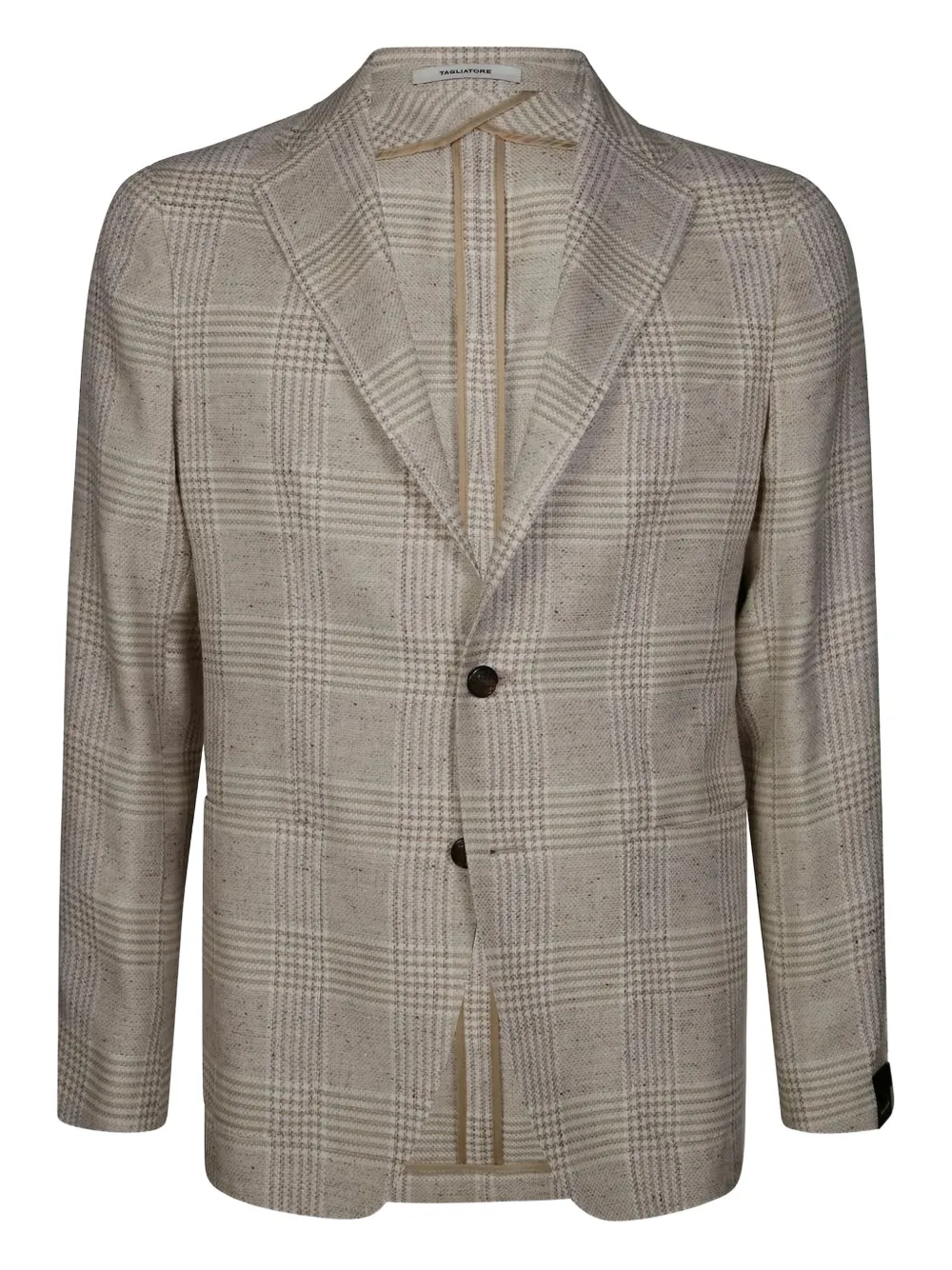 Tagliatore Checked Single-breasted Jacket Notch Lapel In Brown