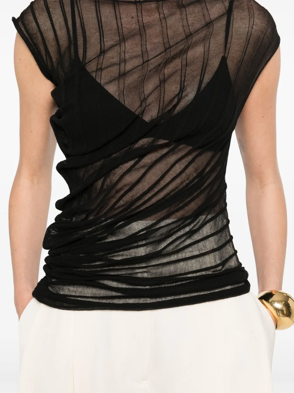 Victoria Beckham Ribgebreide lichtgewicht top Zwart