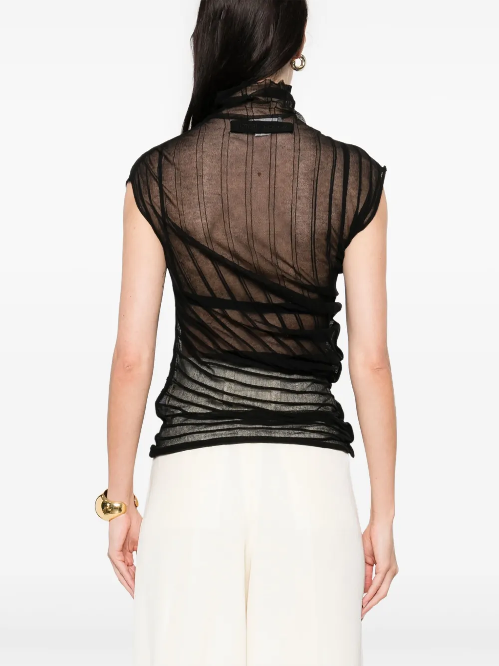 Victoria Beckham Ribgebreide lichtgewicht top Zwart