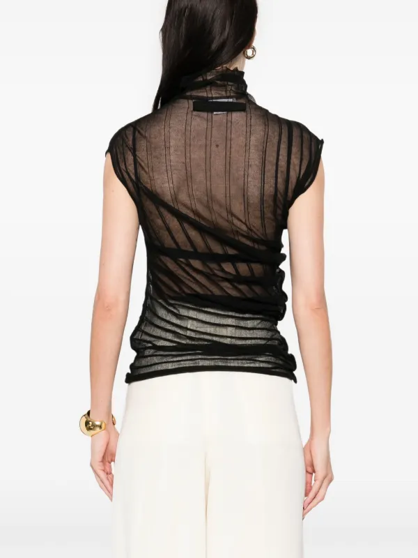 Victoria Beckham Rib Lightweight Knit Top | Black | FARFETCH JO
