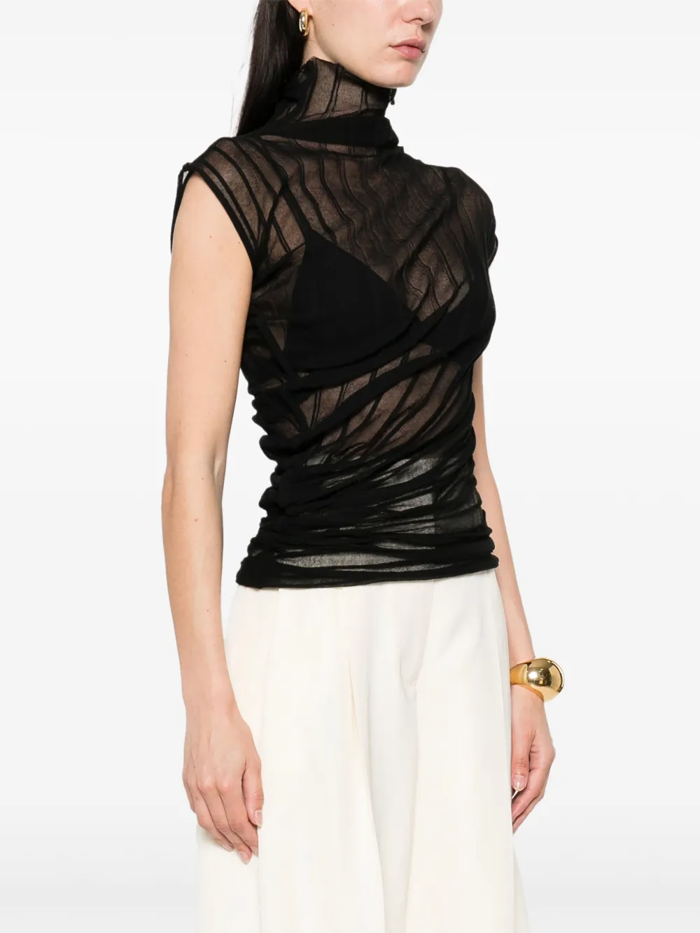 Victoria Beckham Ribgebreide lichtgewicht top Zwart