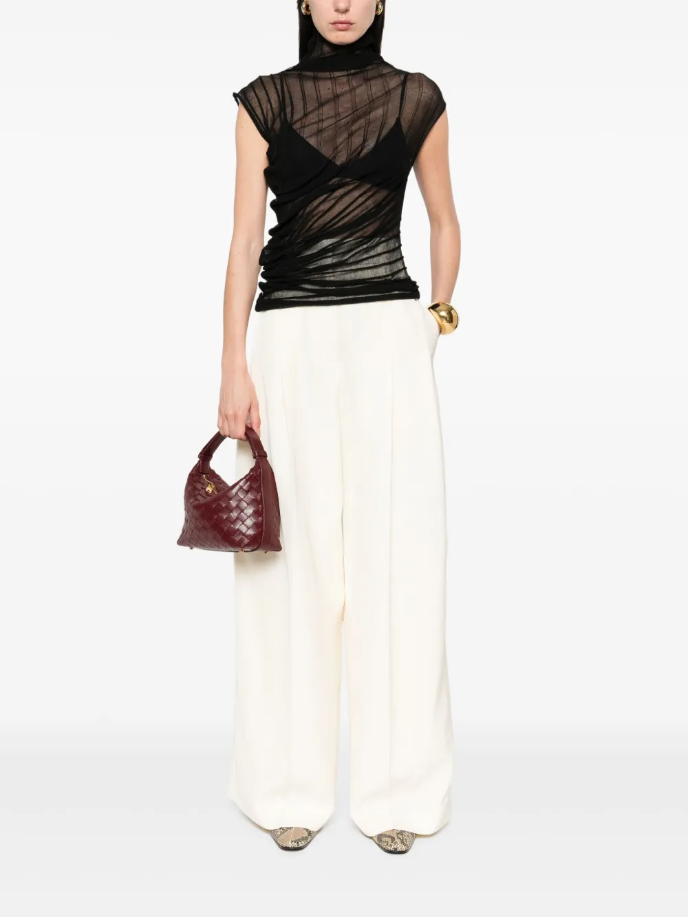 Victoria Beckham Ribgebreide lichtgewicht top Zwart