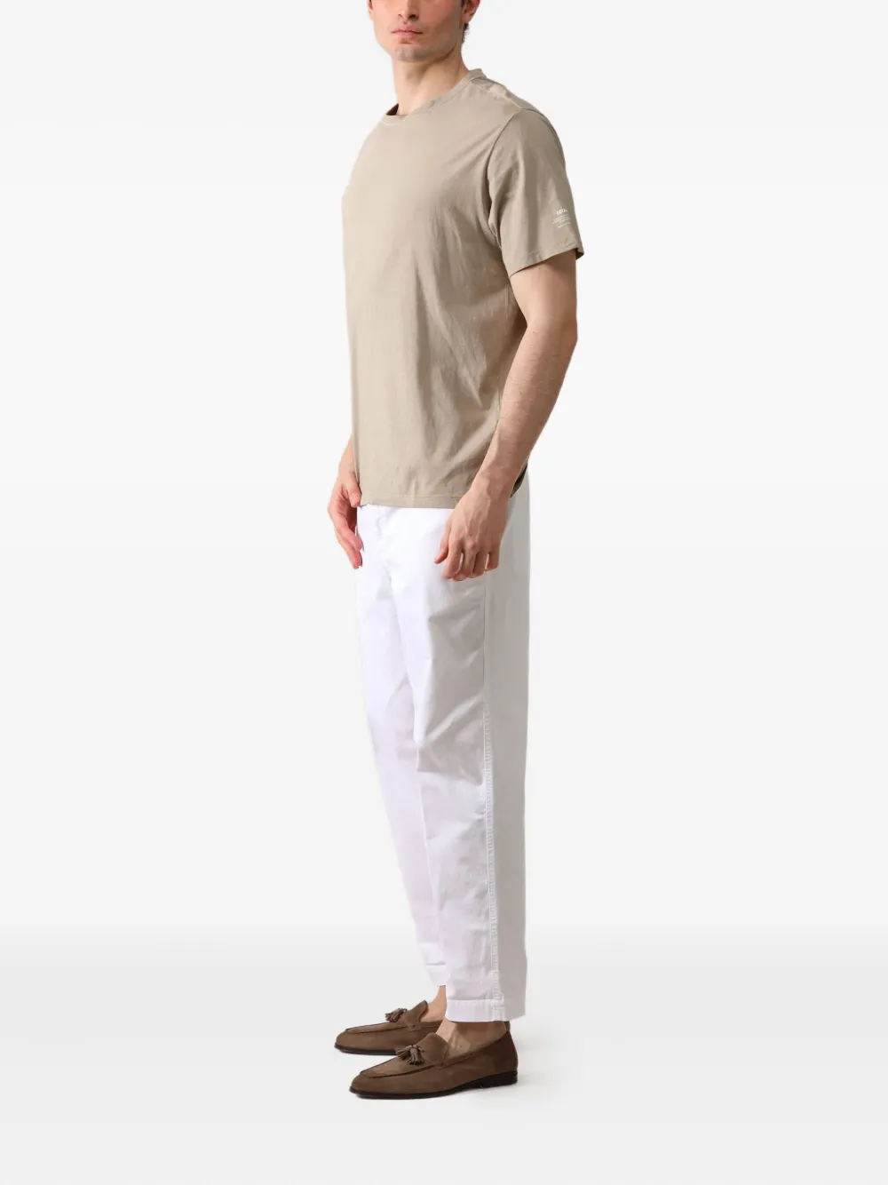 DONDUP Chino met paspelzak en riemlussen - Wit