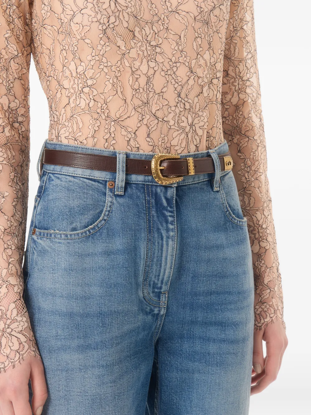 Valentino Garavani VLogo Signature leren riem Bruin