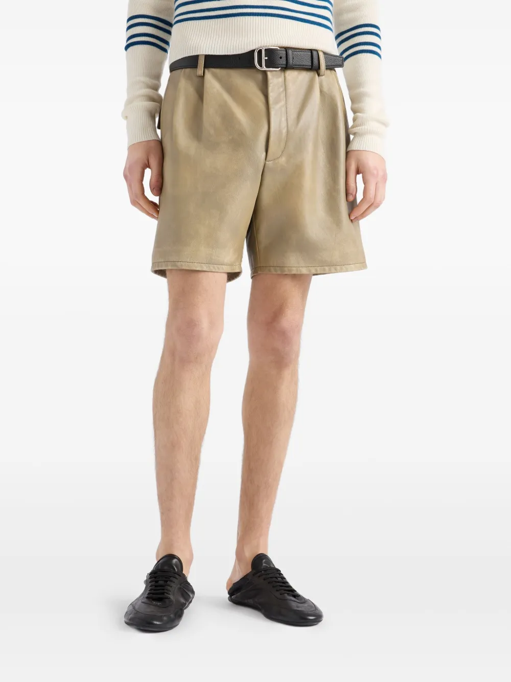 Prada Leren shorts Beige