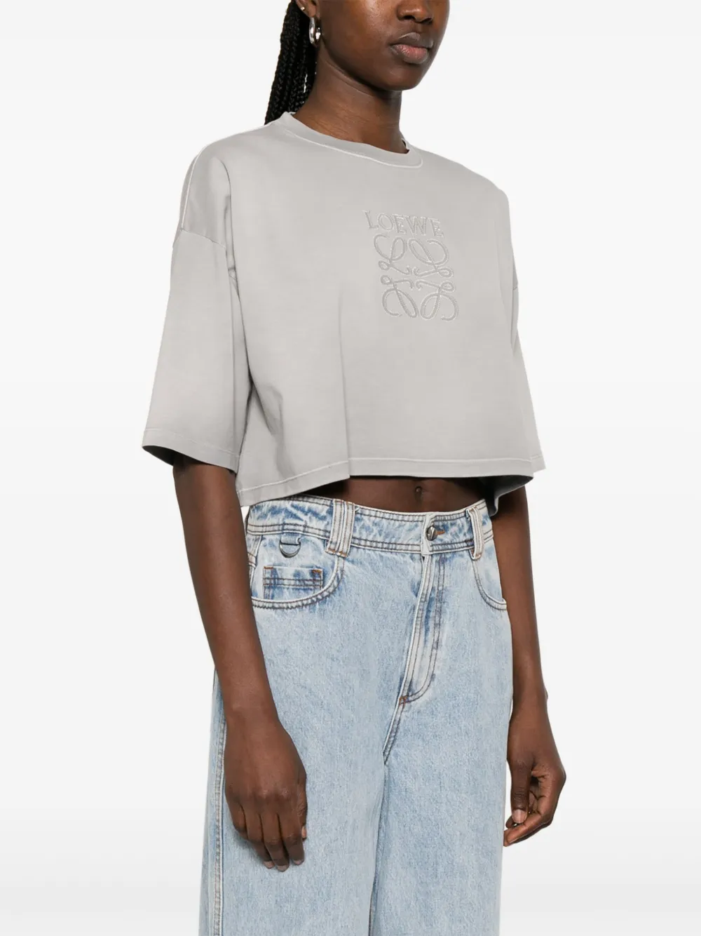 LOEWE cropped cotton T-shirt Grijs