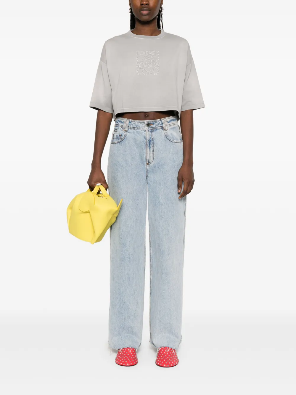 LOEWE cropped cotton T-shirt Grijs
