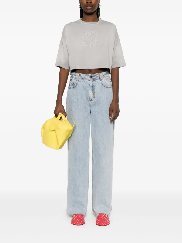 LOEWE Cropped Cotton T-shirt | Grey | FARFETCH OM