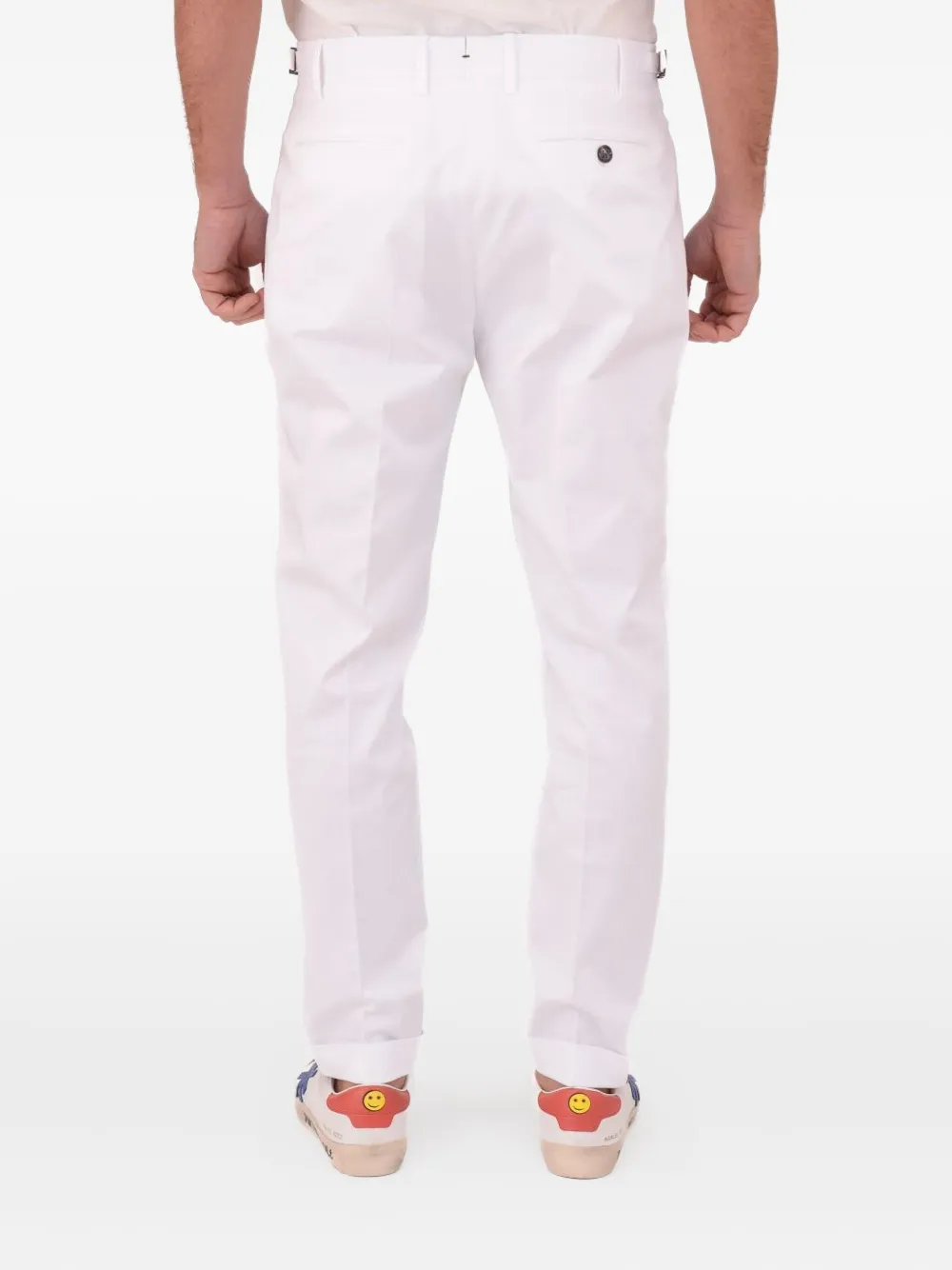 Berwich Pant Fibbia Lat 1pinces Gabardina Stretch In White